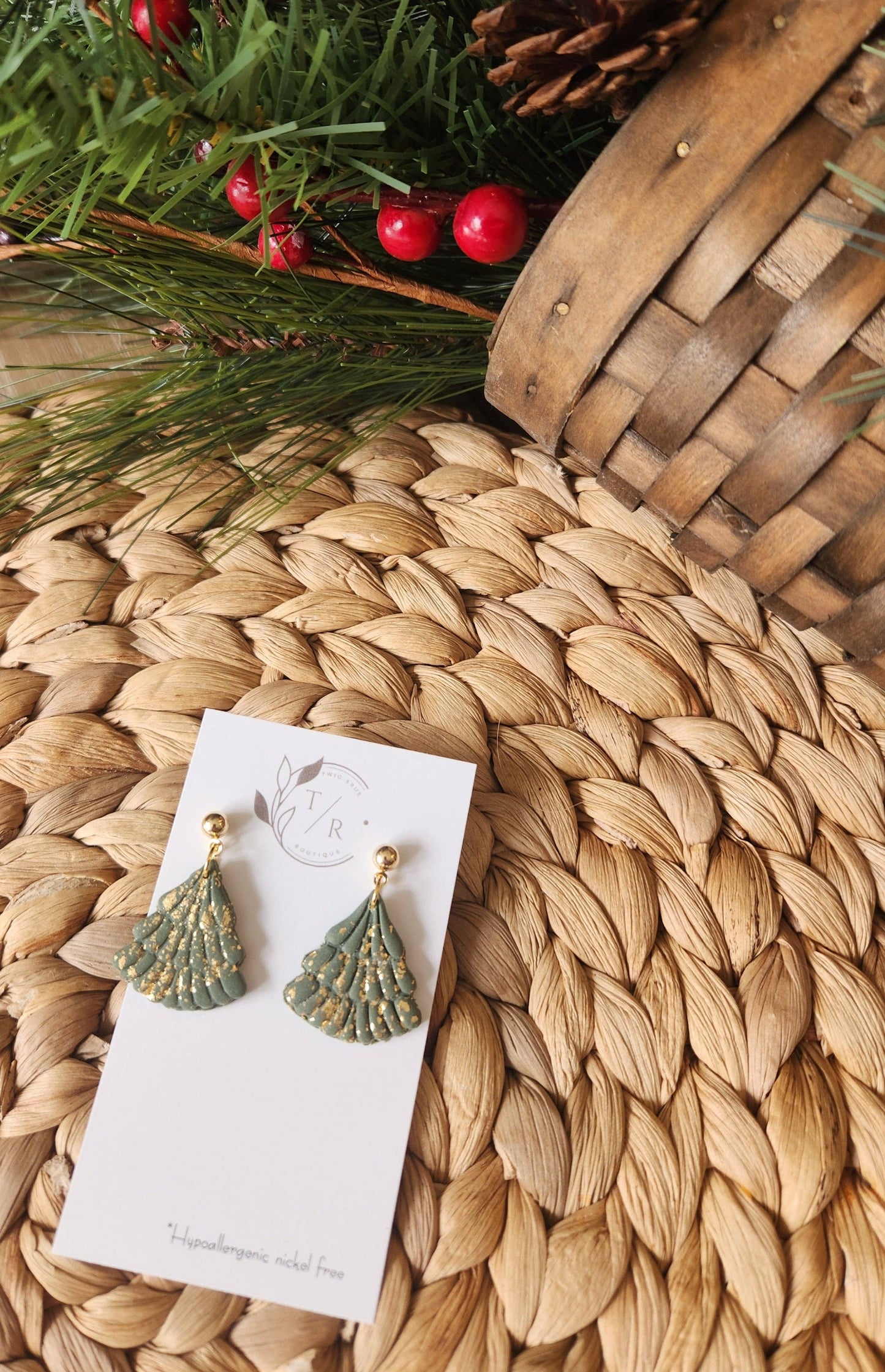 JEWELRY: Clay Christmas tree dangles