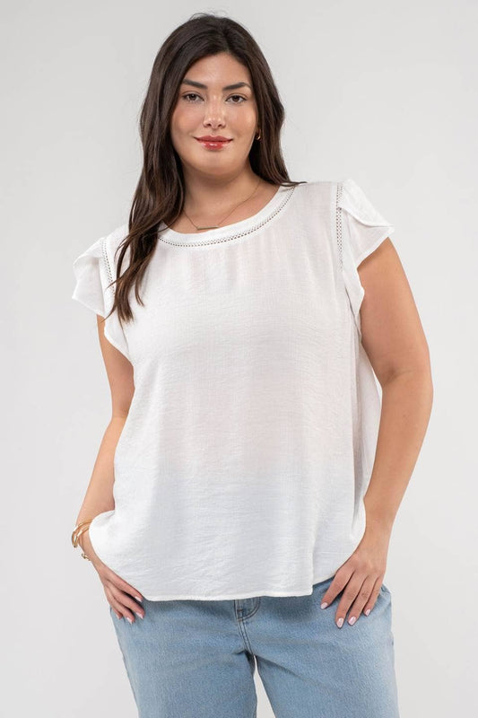 PLUS TOPS: TULIP SLEEVE LIGHTWEIGHT TOP