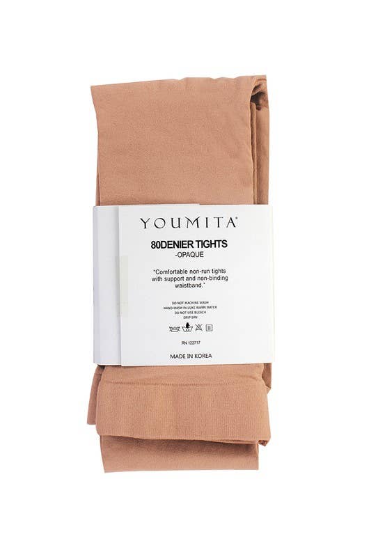 BASICS: Non-run Opaque Tights with Non-binding Waistband-YM-ST-11011