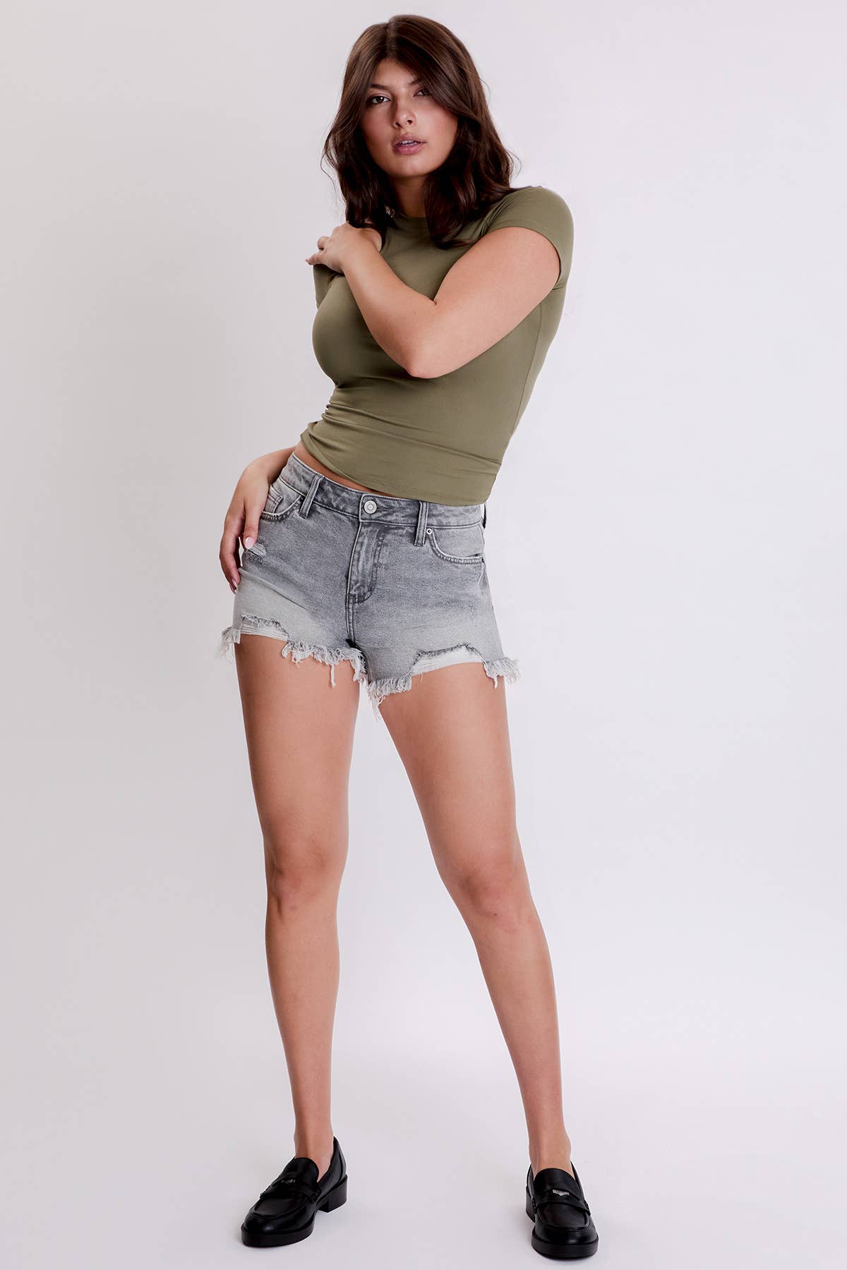 BOTTOMS: High Rise Destructed Summer Fray Hem Shorts