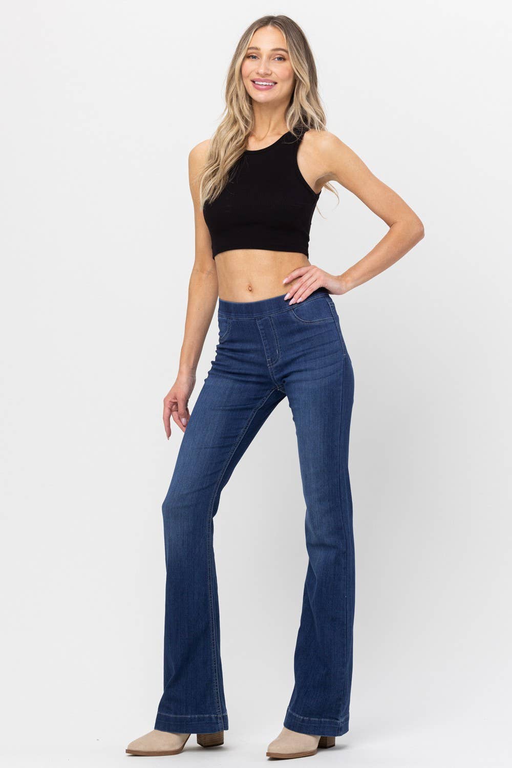 PLUS Jeans Jelly Dark Denim Pull On Flare