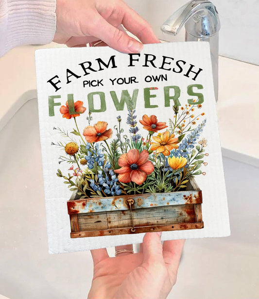 HOME: Swedish Dishcloth Farm Fresh Field Country Flowers Swedish Dishcloth