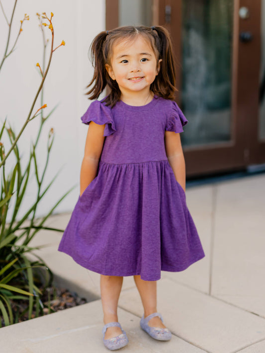 CHILDRENS: Ruffle Sleeve Little Girls Dress