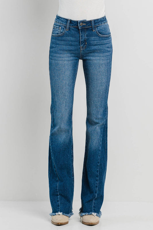 MUST HAVE JEANS: Mid Rise Flare with Side Detail