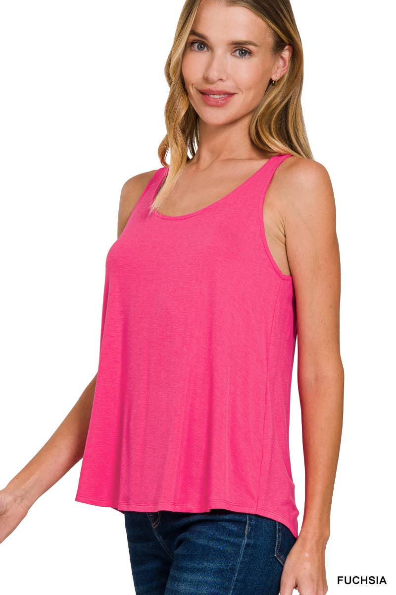 Flowy Hem Rayon Sleeveless Tank Top