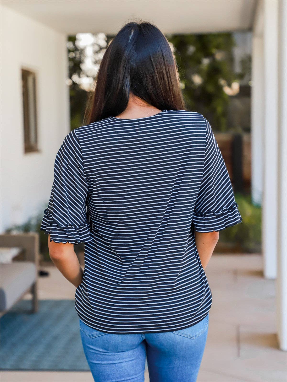 TOPS: Stripe Bell Sleeve Danika Top