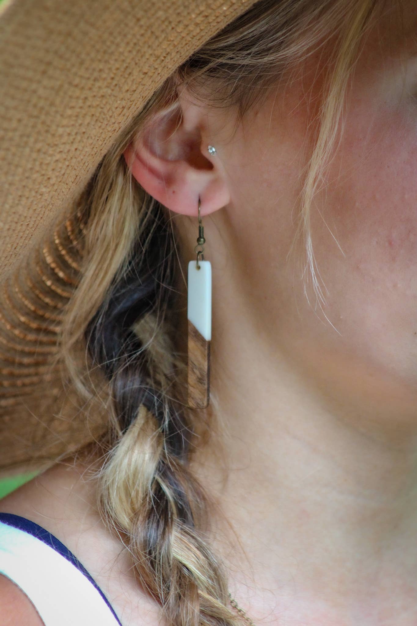 JEWELRY: White Bohemian Earrings + Long Boho Earrings + Wood & Resin