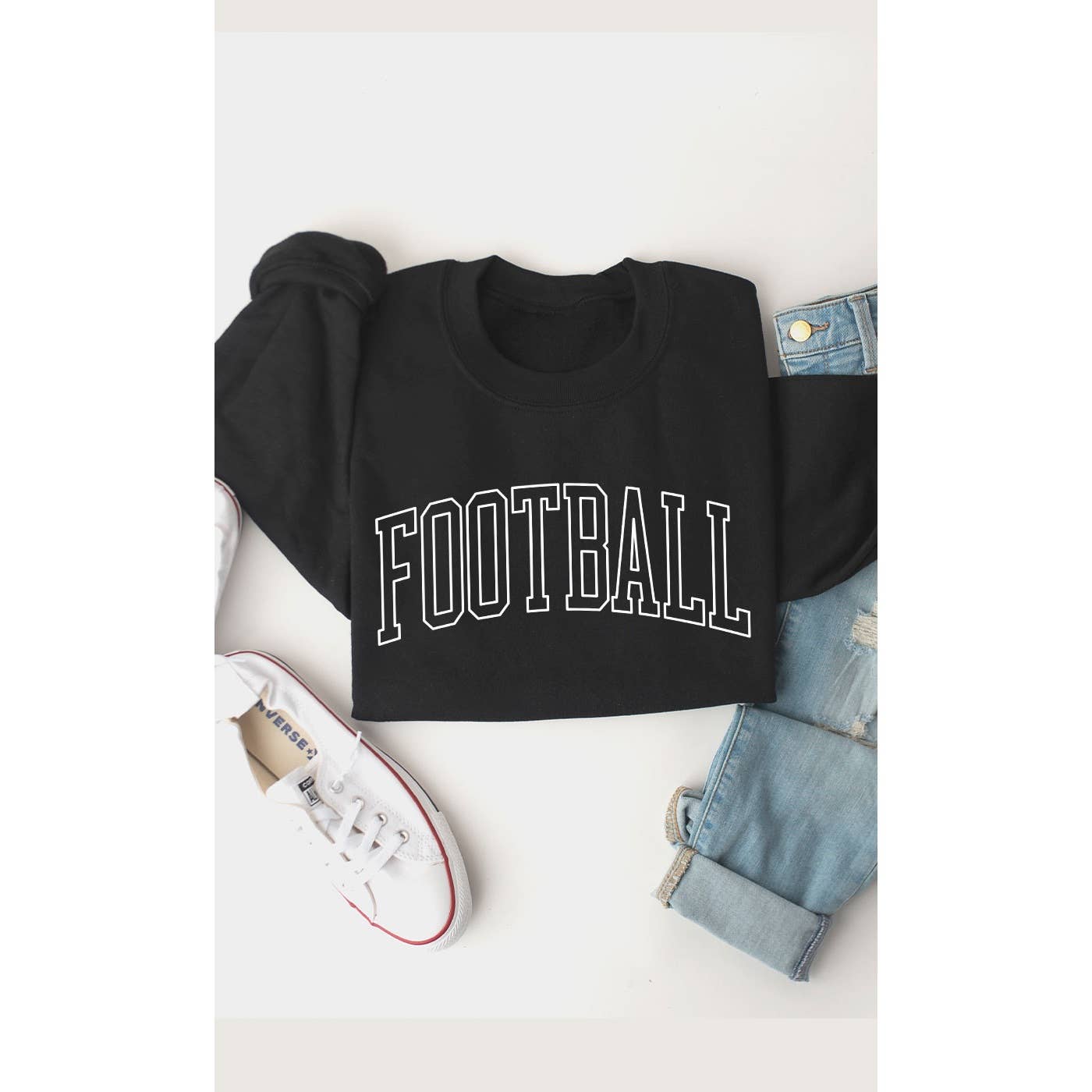 SWEATSHIRT: Retro Football Graphic Fleece Sweatshirt