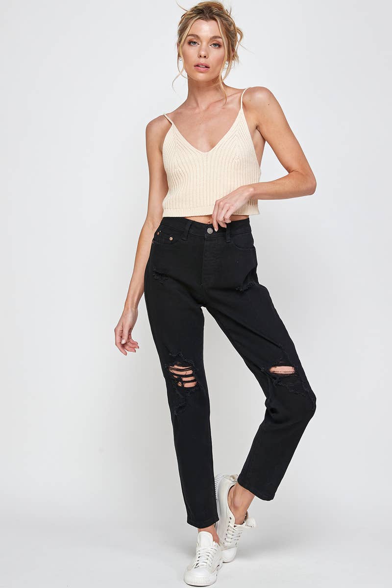 JEANS: White - High Rise Mom Jeans