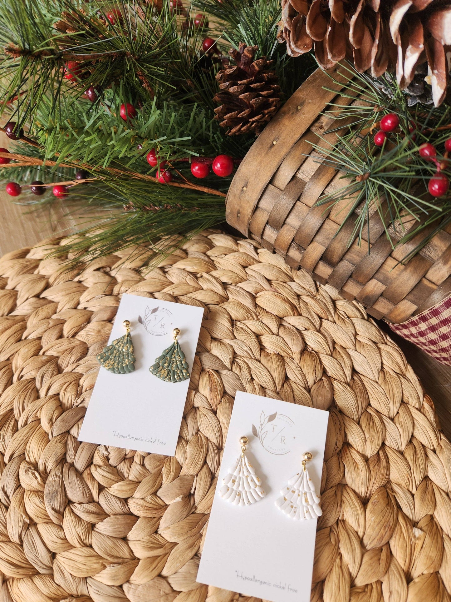 JEWELRY: Clay Christmas tree dangles