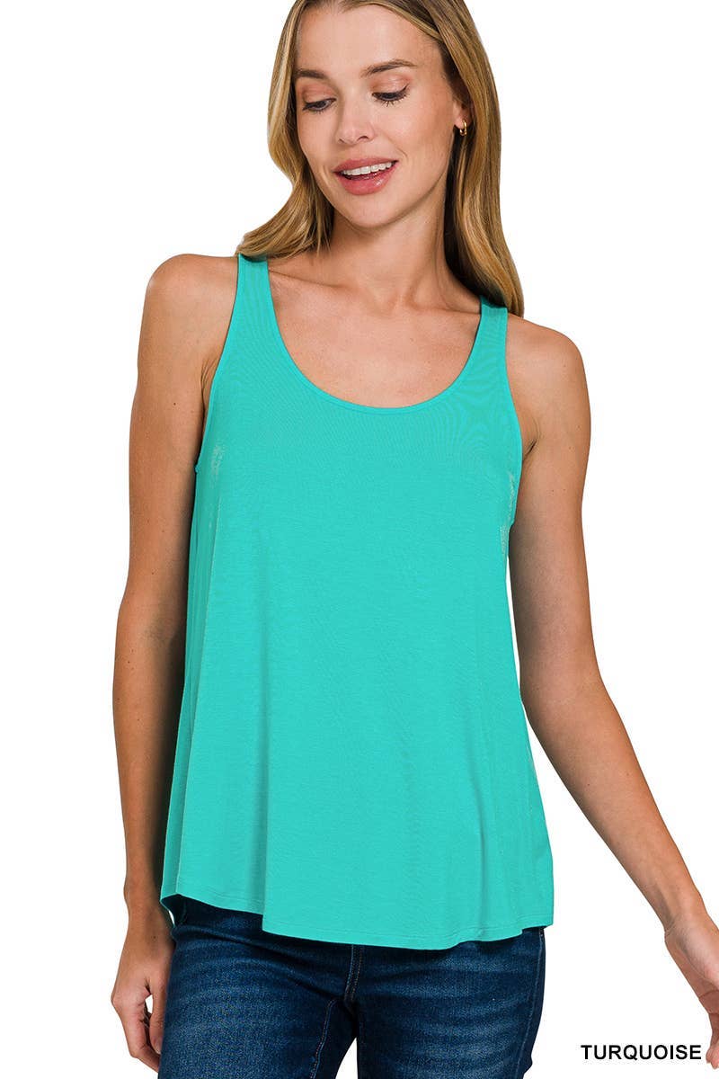 Flowy Hem Rayon Sleeveless Tank Top