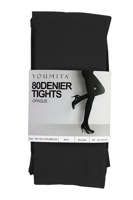 BASICS: Non-run Opaque Tights with Non-binding Waistband-YM-ST-11011