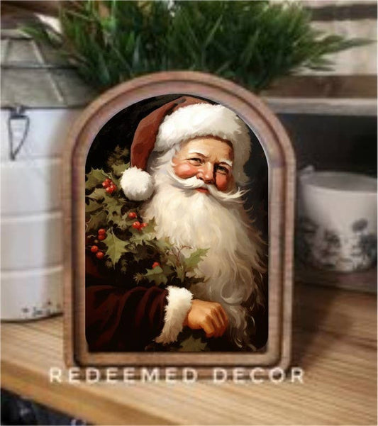 HOME: Christmas Arch Top Retro Santa Framed Art