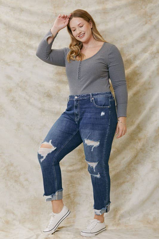 PLUS JEANS: Plus Jean KanCan rolled cuff KC8652D-P