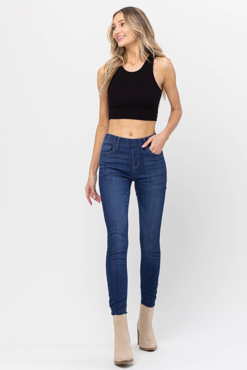 PLUS Jeans Jelly Mid Rise Pull On Skinny