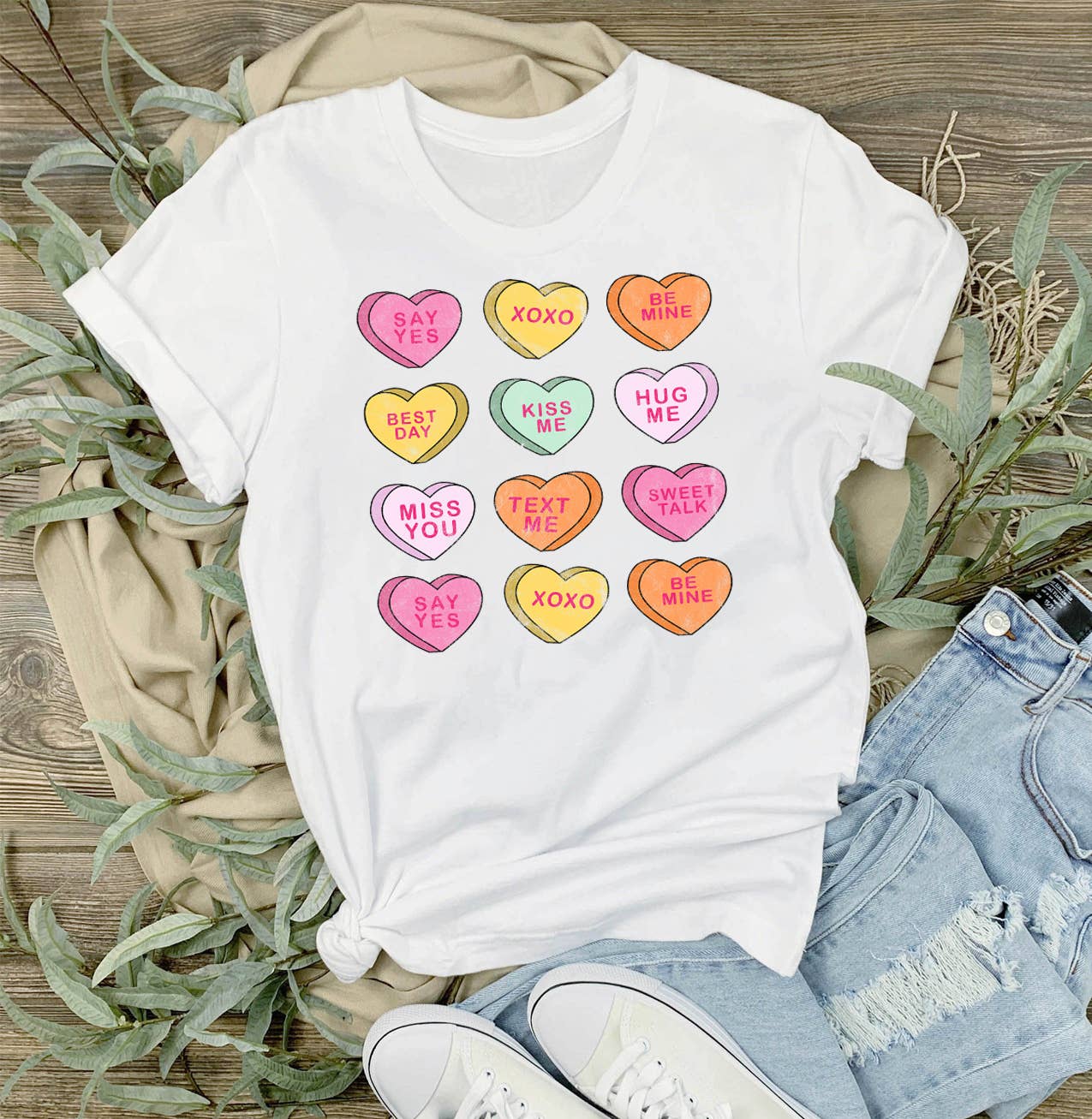 TOPS: Candy Hearts Messages Valentine T-Shirt