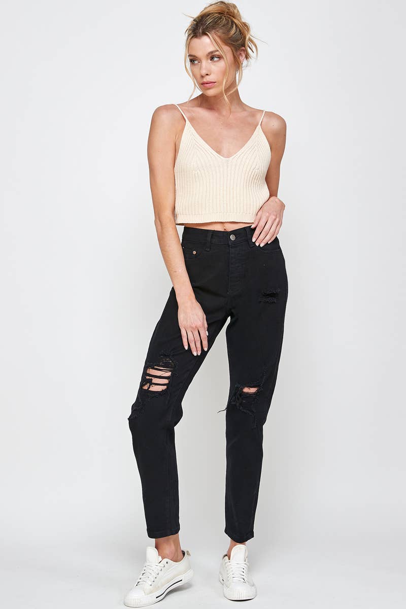 JEANS: White - High Rise Mom Jeans