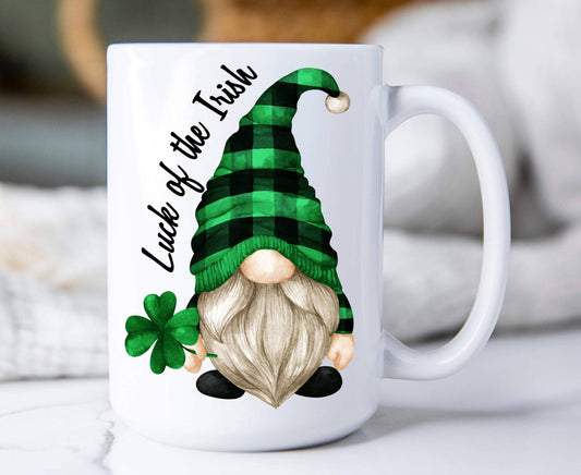 HOME: St Patricks Day Coffee Mug Gnome Lucky 15 oz Coffee Mug