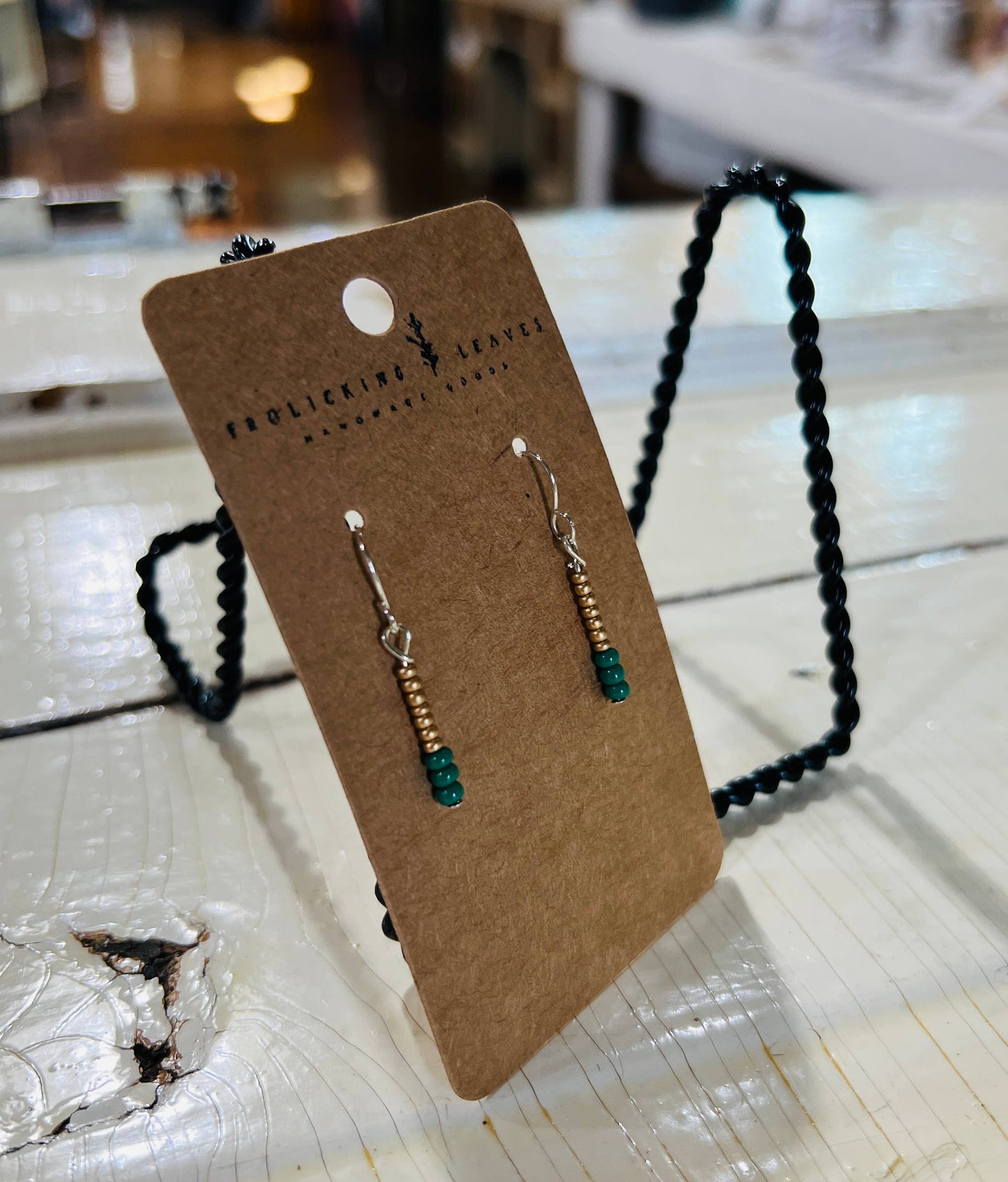 JEWELRY: Beaded Earrings in Green & Gold