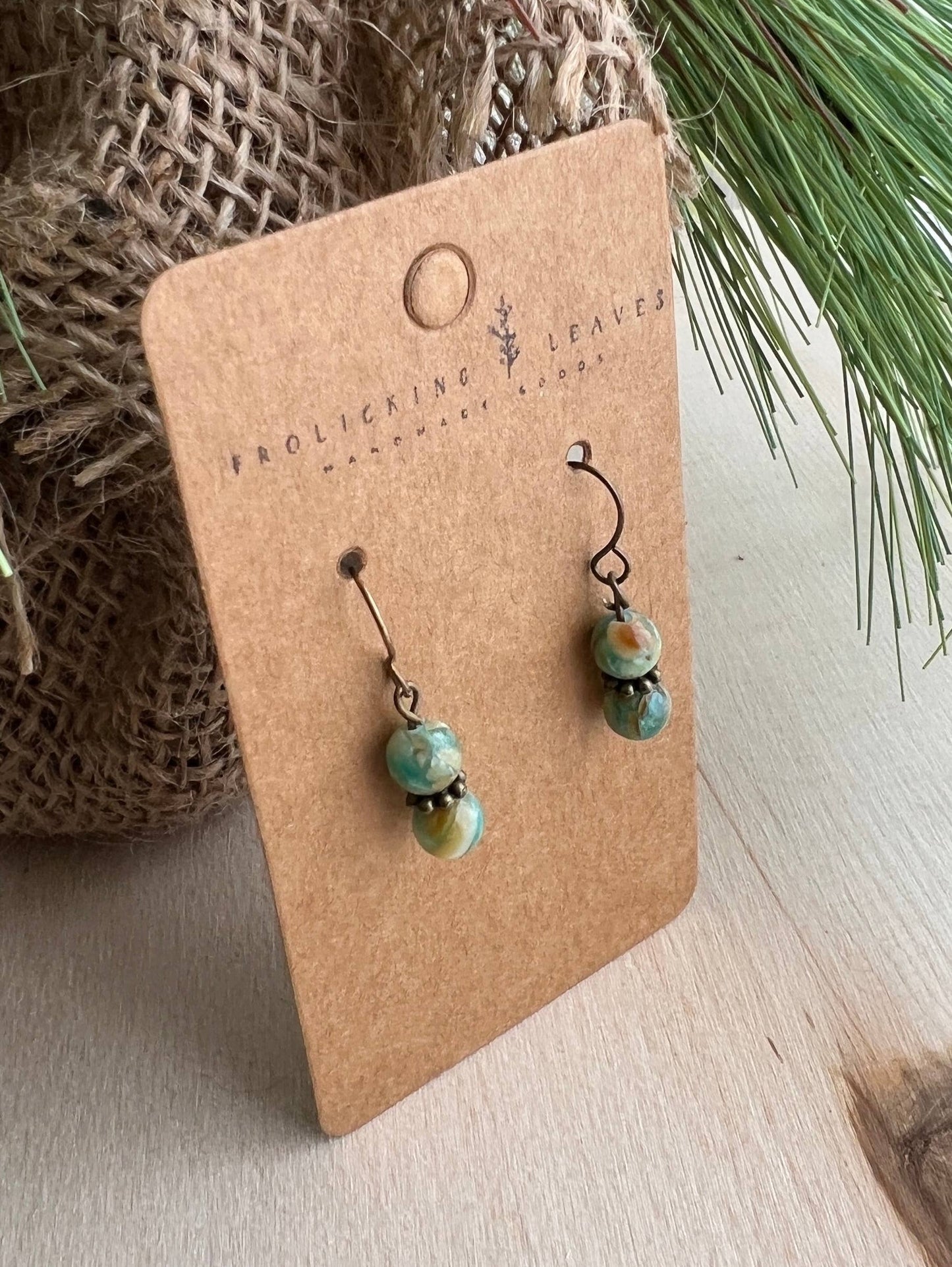 JEWELRY: Imperial Jasper & Bronze Earrings