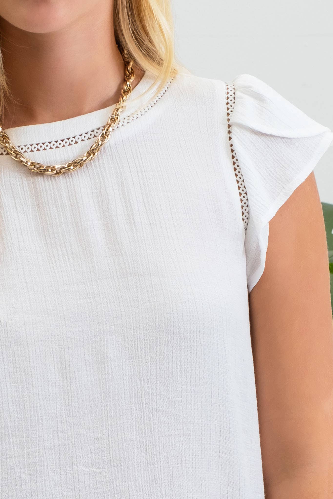 TOPS: TULIP SLEEVE BACK BUTTON BLOUSE