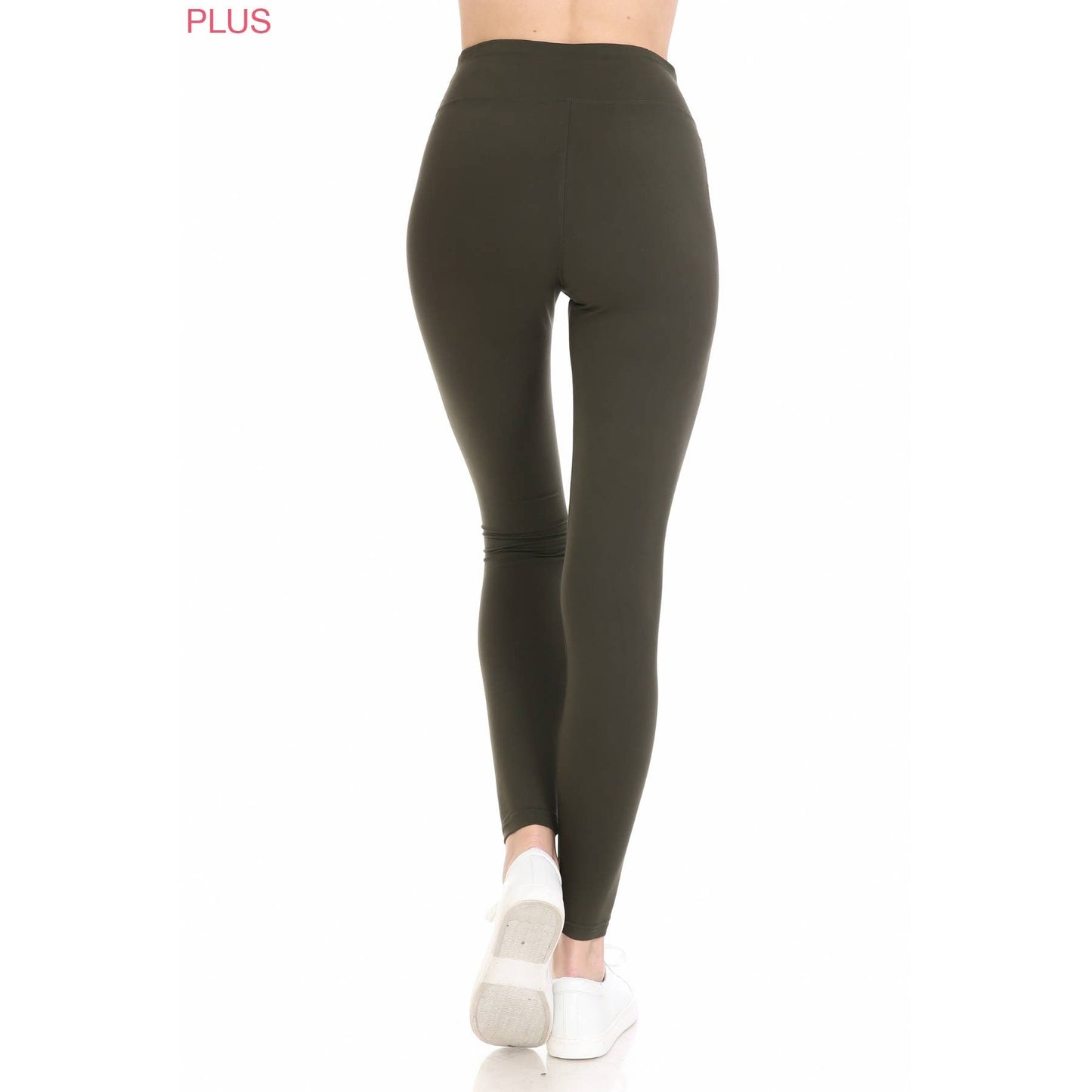PLUS ACTIVEWEAR: Size 3" Yoga Band Premium Solid Activewear Leggings