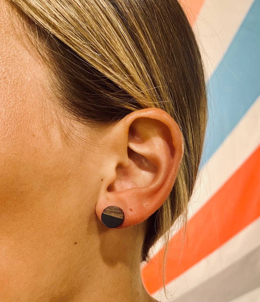 JEWELRY: Black Boho Wood Stud Posts + Wood Resin Studs + Minimalist