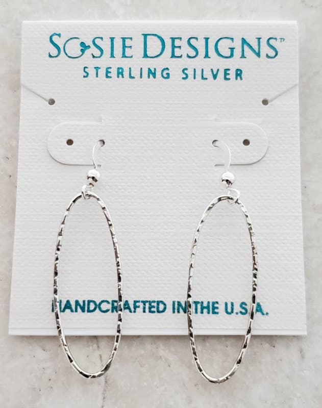 JEWELRY: Silver Large Diamond Cut Oval Earrings