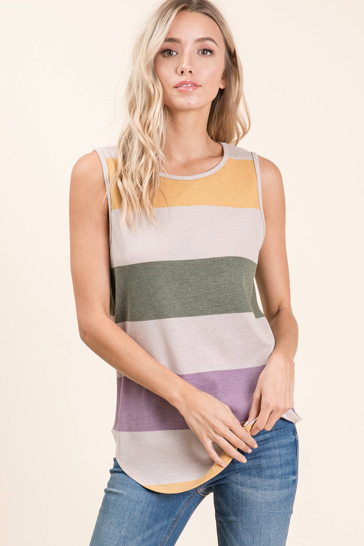 TOPS: BOLD STRIPED SLEEVELESS TOP