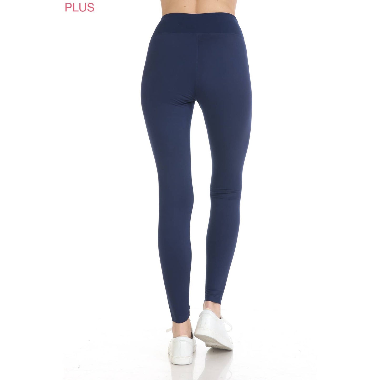 PLUS ACTIVEWEAR: Size 3" Yoga Band Premium Solid Activewear Leggings