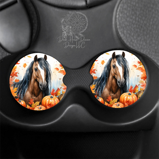 HOME: Fall Coaster Time Equine Bay Horse Pumpkin Patch Car Coasters