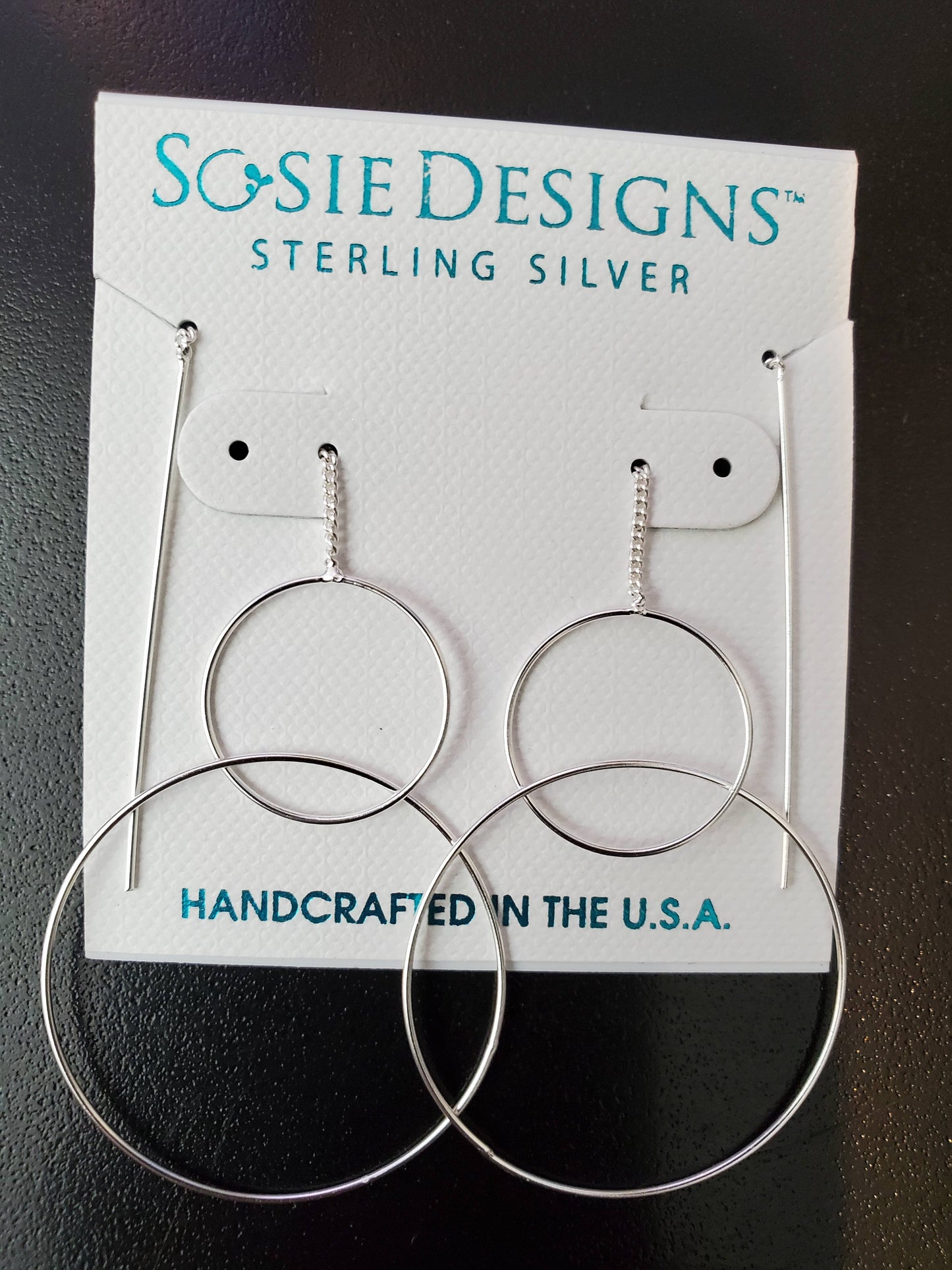 Silver Double Circle Threader Earring