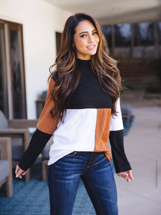 MUST HAVE TOPS: Tri-color Mockneck Emrie Top