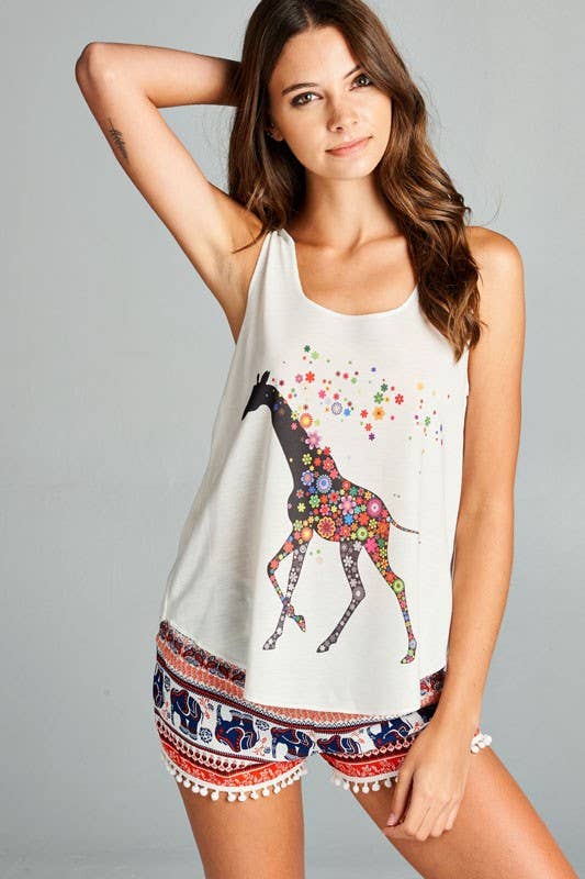 TOPS: giraffe print tank top