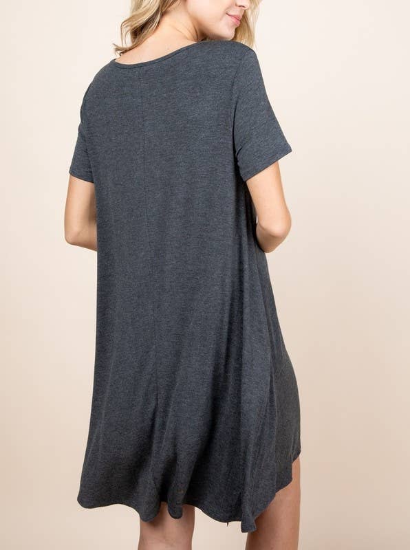 DRESS: PLUS SIZE SIDE HIDDEN POCKET SOLID DRESS