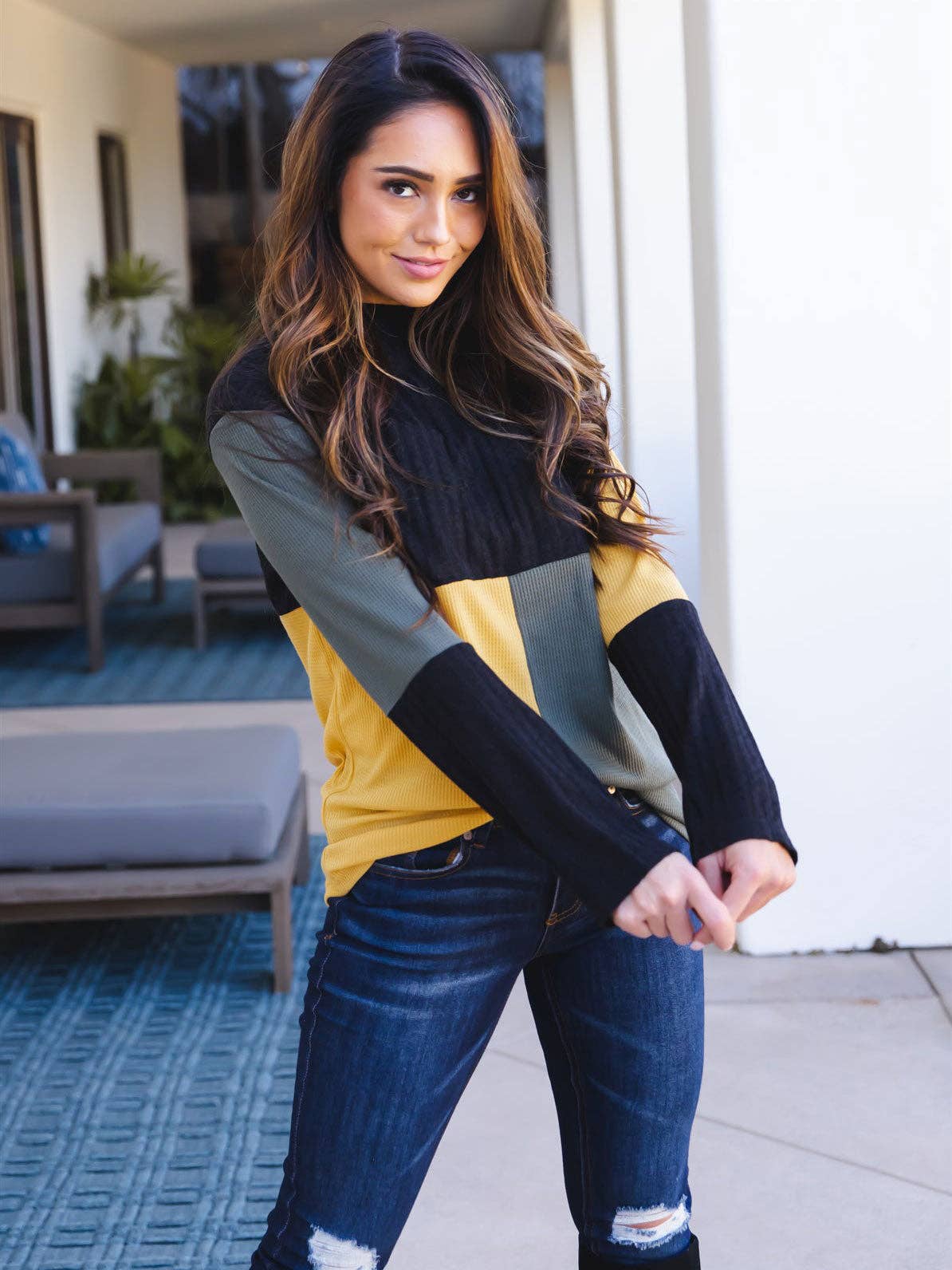 MUST HAVE TOPS: Tri-color Mockneck Emrie Top