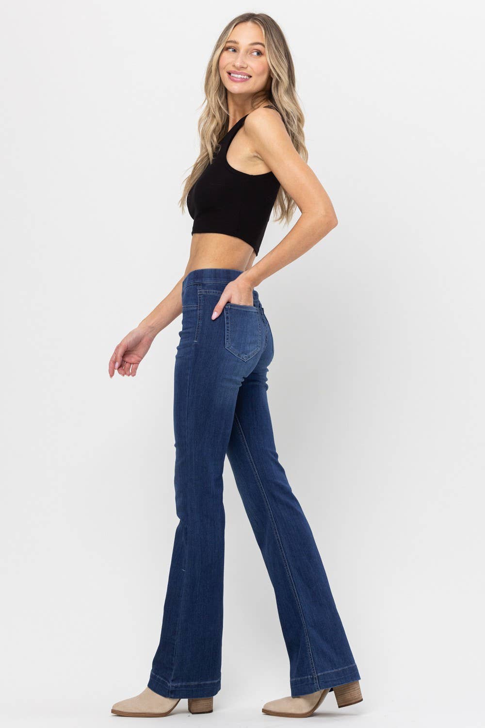 PLUS Jeans Jelly Dark Denim Pull On Flare