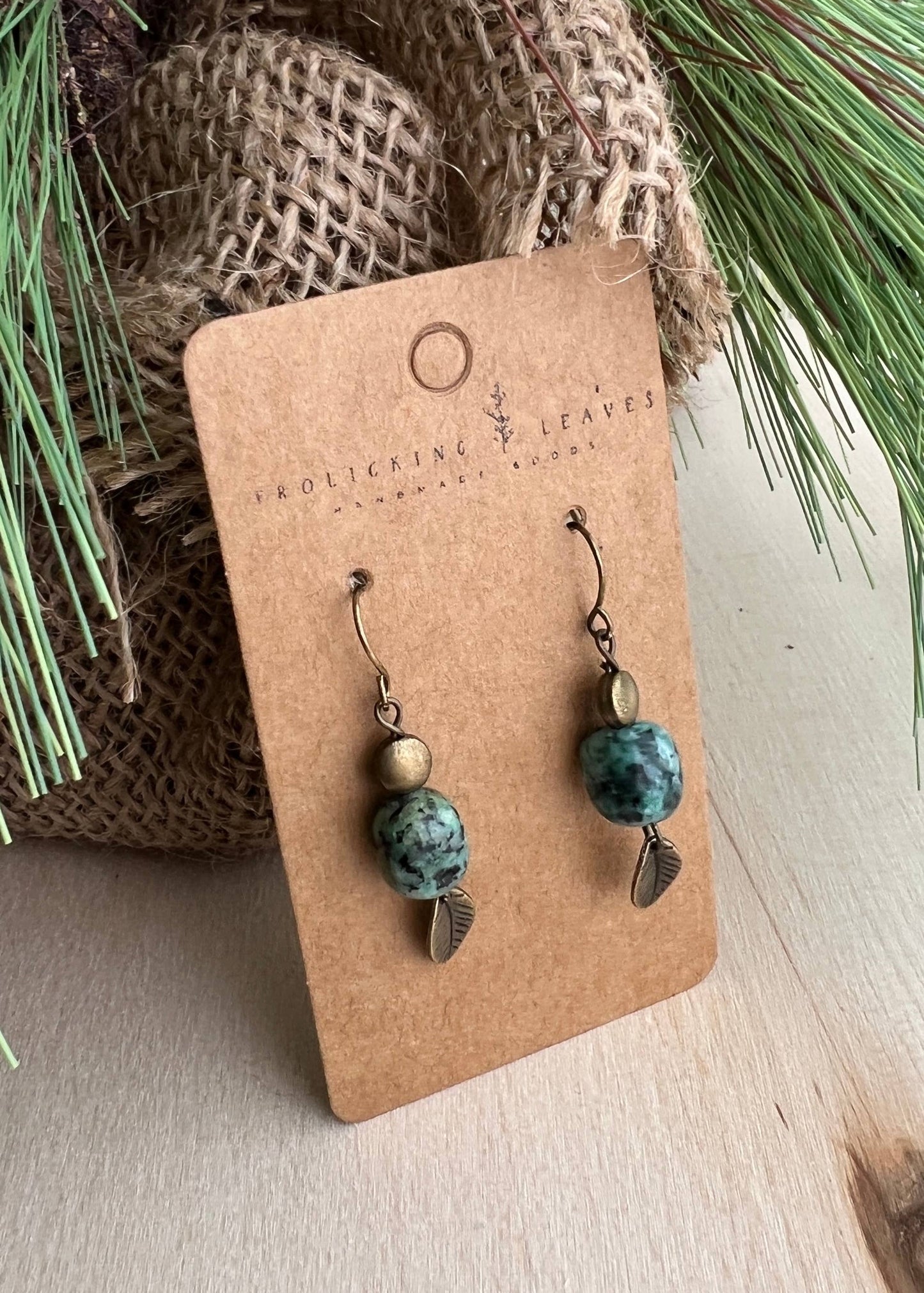 JEWELRY: African Turquoise Leaf Earrings