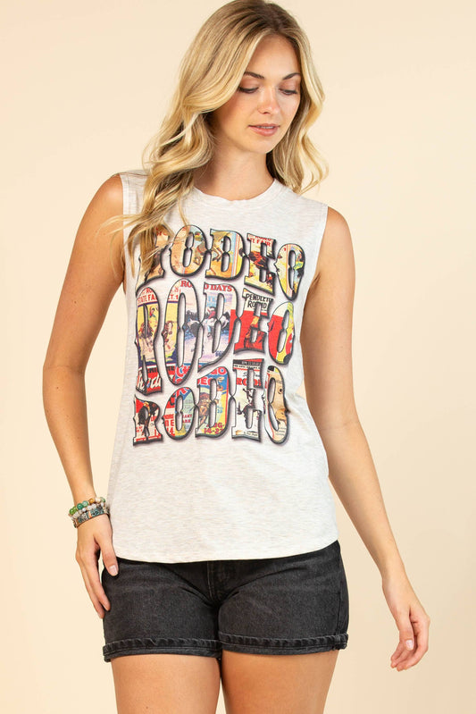 ALL TOPS: ANDIE VINTAGE RODEO GRAPHIC SLEEVELESS TOP