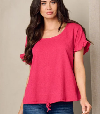 LAST CALL: Blouse Waist tie solid Fuchsia