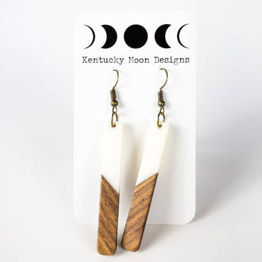 White Bohemian Earrings + Long Boho Earrings + Wood & Resin