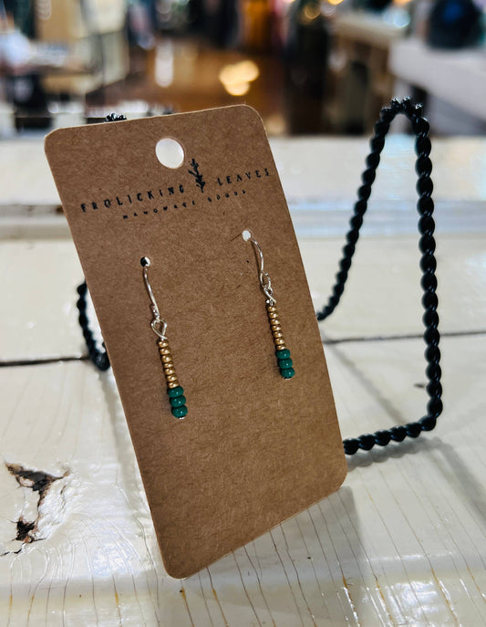 JEWELRY: Beaded Earrings in Green & Gold
