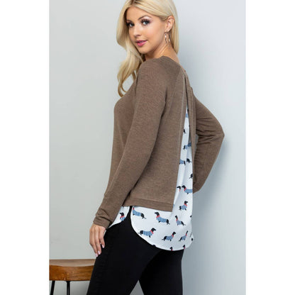 SWEATERS: French Dog Print Sweater Top