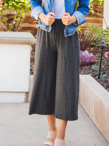 BOTTOMS: Cropped Wide Leg Dove Gaucho Pants