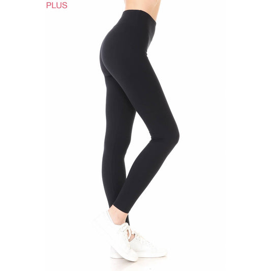 PLUS ACTIVEWEAR: Size 3" Yoga Band Premium Solid Activewear Leggings