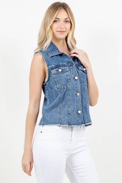 VEST: Classic Women's Button Down Denim Vest