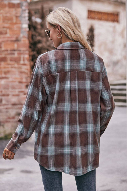 TOPS: Women's Autumn and Winter Casual Fashion Oversized Loose Plaid Shirt