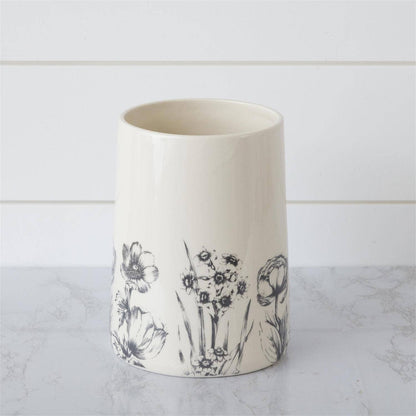 Black and White Botanical Utensil Crock (PC)