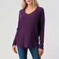 TOPS: V-neck Long Sleeve Loose Fit Brushed Rib Knit Top