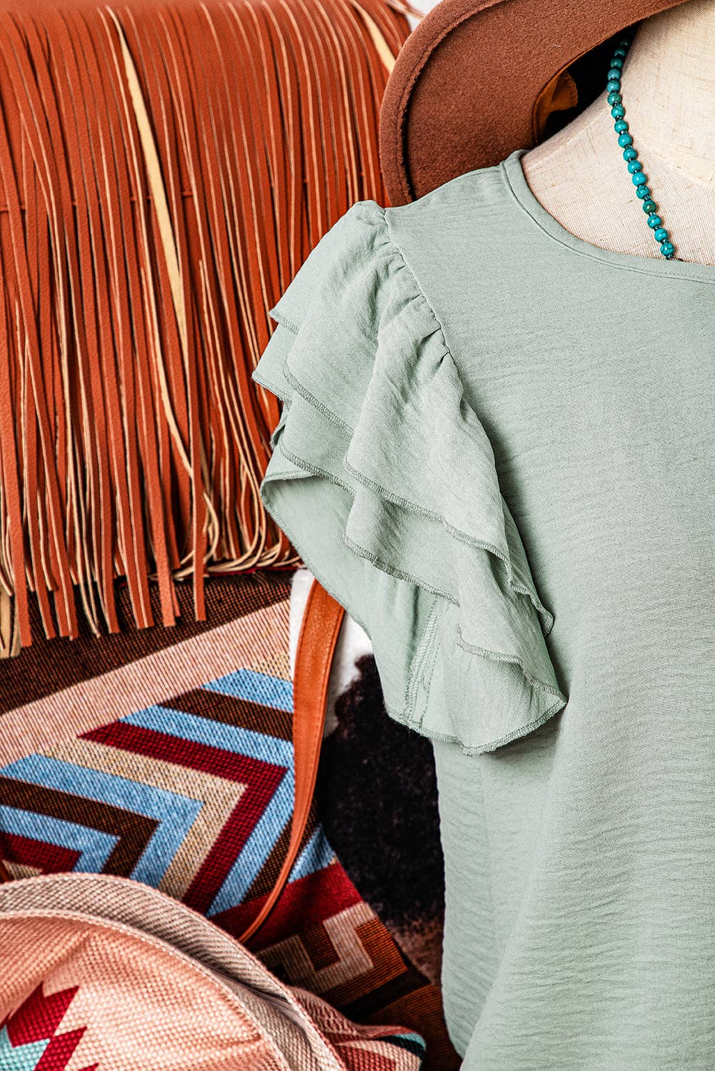 Ruffled Short Sleeve Casual Blouse